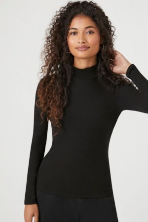 Suéteres Forever 21 Fitted Mock Neck Mujer Negras | ibIGaBsp1yI