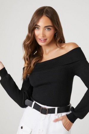 Suéteres Forever 21 Fitted Off The Shoulder Mujer Negras | LWMmpUfOIYA