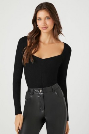 Suéteres Forever 21 Fitted Rib Knit Mujer Negras | qHPZ89gNOd8