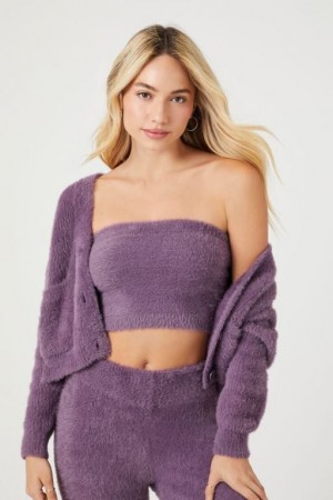 Suéteres Forever 21 Fuzzy Knit Tube Mujer Moradas | 2Dl8pSxklB4