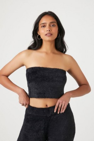 Suéteres Forever 21 Fuzzy Knit Tube Mujer Negras | 4tG6ZshL1Qk