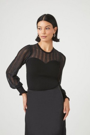 Suéteres Forever 21 Knit Illusion Mujer Negras | k5L2XqIQFYT