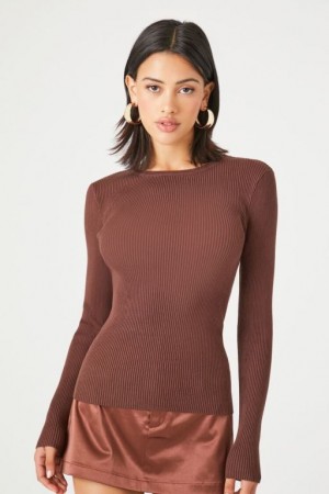 Suéteres Forever 21 Knit Long Sleeve Mujer Chocolate | fVQB8TMk5kc