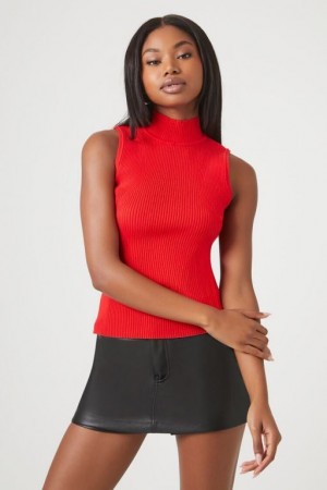 Suéteres Forever 21 Knit Mock Neck Mujer Rojas | 1KrwXwGbop1