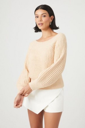 Suéteres Forever 21 Purl Knit Off The Shoulder Mujer Creme | d73EJfMZ85t