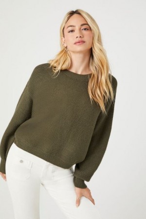 Suéteres Forever 21 Rib Knit Crew Neck Mujer Verde Oliva | g0KDL1k6LZg