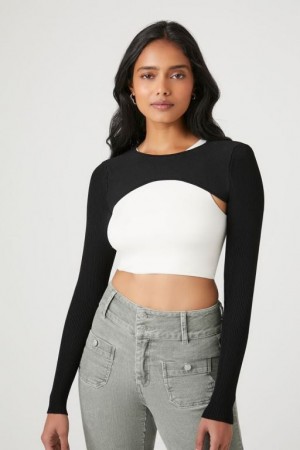 Suéteres Forever 21 Super Cropped Knit Mujer Negras | Lhdda1ZudYT