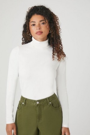 Suéteres Forever 21 Turtleneck Long Sleeve Mujer Blancas | MorDnyu2sS6