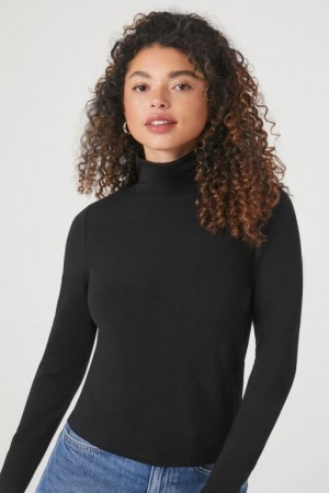 Suéteres Forever 21 Turtleneck Long Sleeve Mujer Negras | HYuqF4X4XDm