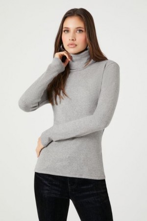 Suéteres Forever 21 Turtleneck Long Sleeve Mujer Gris | mHcfzPk8Xto