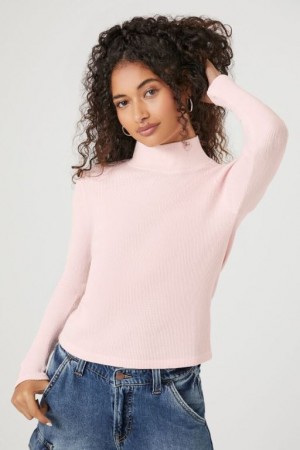 Suéteres Forever 21 Waffle Knit Turtleneck Mujer Rosas | X2hQye2OM1G