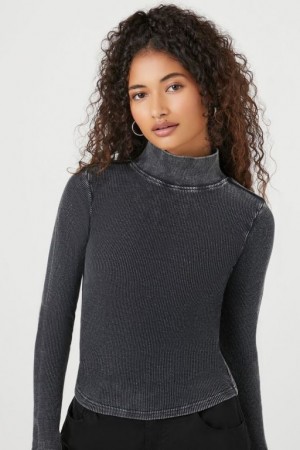 Suéteres Forever 21 Waffle Knit Turtleneck Mujer Negras | koF9EkDLyYe