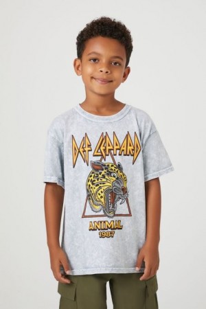 Tops Forever 21 Def Leppard Girls Boys Niños Gris Multicolor | 5S7LSoJVqjZ