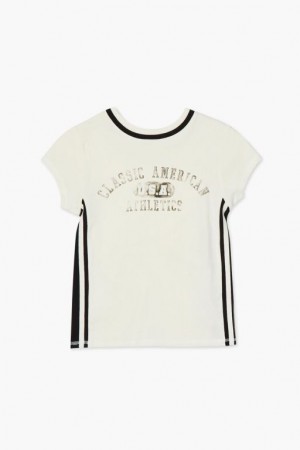 Tops Forever 21 Girls American Athletics Estampadas Niños Creme Negras | krmw15kHwYu