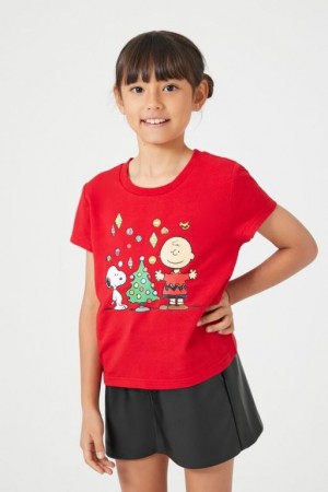 Tops Forever 21 Girls Christmas Charlie Brown Estampadas Niños Rojas Multicolor | HNuJ1bg4NAe