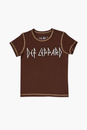 Tops Forever 21 Girls Def Leppard Estampadas Niños Marrones Multicolor | VIFeEI8lruX