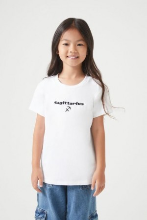 Tops Forever 21 Girls Embroidered Sagittarius Niños Blancas Negras | h5gaon8jLtd