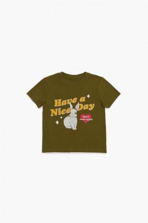 Tops Forever 21 Girls Have A Nice Day Estampadas Niños Verde Oliva Multicolor | EIJcv93jljo