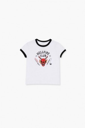 Tops Forever 21 Girls Hellfire Club Ringer Niños Blancas Multicolor | qiT3uv0wYet