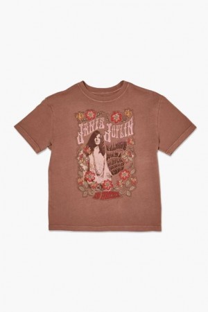 Tops Forever 21 Girls Janis Joplin Estampadas Niños Marrones Multicolor | LAHgpBRInSC