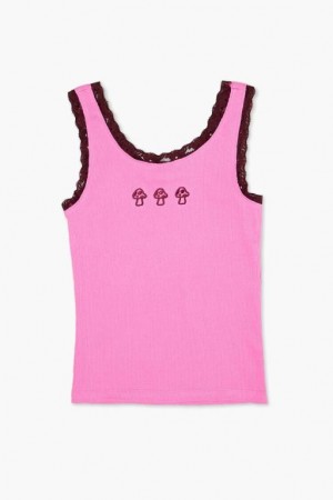 Tops Forever 21 Girls Mushroom Estampadas Tank Niños Rosas Rojas | 1wI5VUafVcC