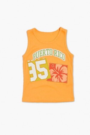 Tops Forever 21 Girls Puerto Rico Estampadas Tank Niños Naranjas Multicolor | aUNRXEo4EUp