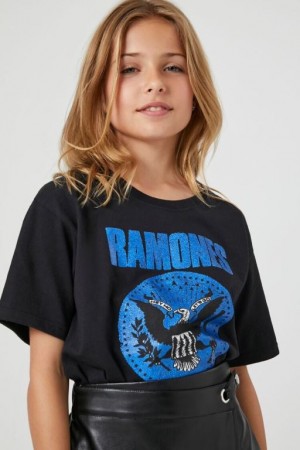 Tops Forever 21 Girls Ramones Estampadas Niños Negras Multicolor | SAmOWoXWfy0