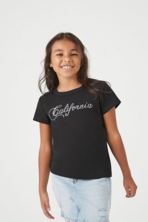 Tops Forever 21 Girls Rhinestone California Niños Negras Multicolor | xDluUlrCALS