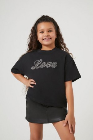 Tops Forever 21 Girls Rhinestone Love Niños Negras Multicolor | h2jwDRX3Zmt