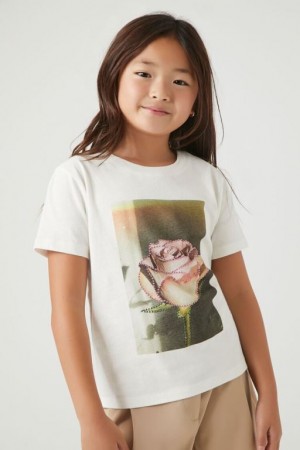 Tops Forever 21 Girls Rhinestone Rose Estampadas Niños Blancas Multicolor | AHOnGqAma3K