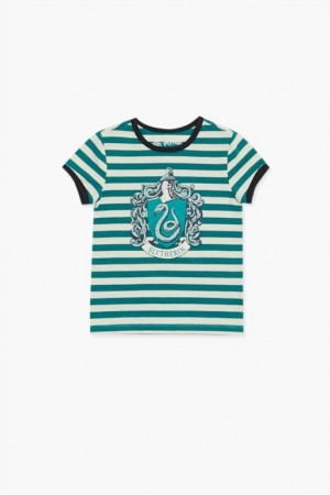 Tops Forever 21 Girls Slytherin A Rayas Ringer Niños Verde Multicolor | k32mPAY0G41