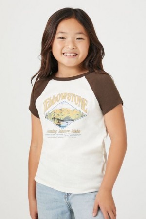 Tops Forever 21 Girls Yellowstone Raglan Niños Creme Multicolor | Bbxj7wyogoH