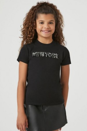 Tops Forever 21 Girls Zebra New York Niños Negras Multicolor | WNCIlYSGLfC