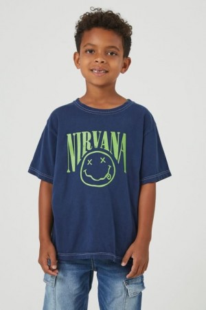 Tops Forever 21 Nirvana Estampadas Girls Boys Niños Azules Multicolor | MwLanGGtetV