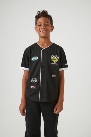 Tops Forever 21 Racecar Patch Baseball Jersey Girls Boys Niños Negras Multicolor | ABK1G38xRrE