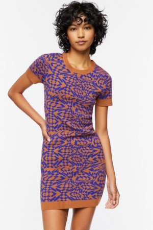 Vestido Forever 21 Abstract Mini Mujer Azules Marrones | 8PZc8Ec7Ch1