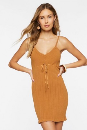 Vestido Forever 21 Acanalado Cami Mini Mujer Maple | SGX808Qli6d