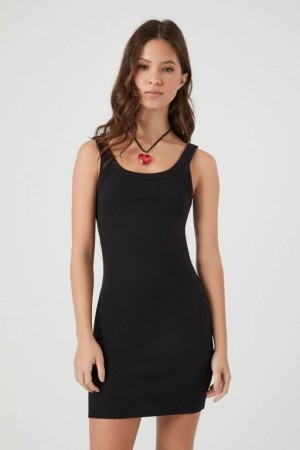 Vestido Forever 21 Acanalado Knit Mini Bodycon Mujer Negras | UXPj9poEglw