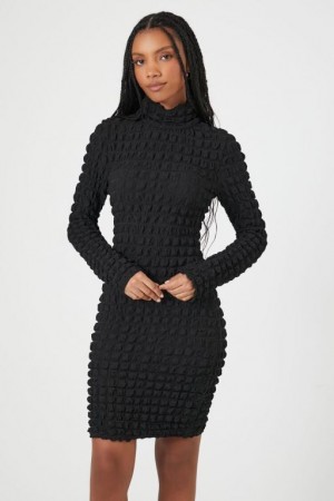 Vestido Forever 21 Acolchado Mock Neck Mini Mujer Negras | i2vLmfuRnsK