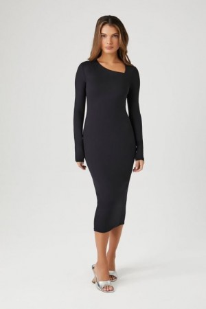 Vestido Forever 21 Asymmetrical Bodycon Midi Mujer Negras | cAHKPMEMwJR