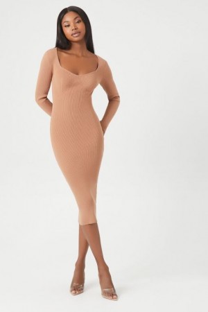 Vestido Forever 21 Bodycon Midi Mujer Carob | QkGgND08IeZ