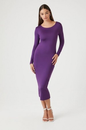 Vestido Forever 21 Bodycon Midi Mujer Eggplant | ZAzqGCPU1vq