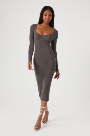 Vestido Forever 21 Bodycon Midi Mujer Gris | C7PBpBlZmkZ