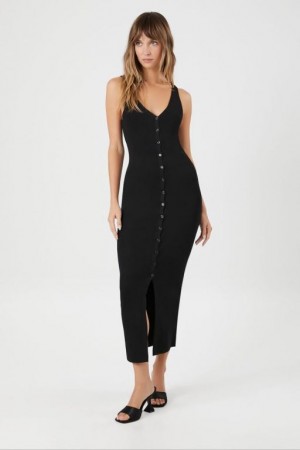 Vestido Forever 21 Button Down Midi Mujer Negras | WBKPu0WcQ9h