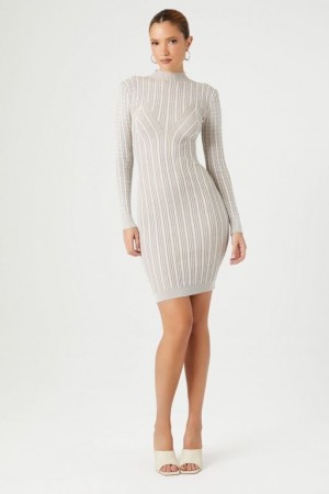 Vestido Forever 21 Cable Knit Midi Mujer Blancas | 3WOwrGMJIbk