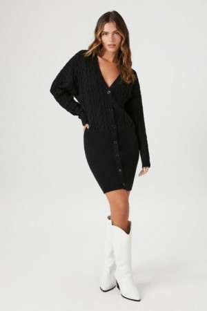 Vestido Forever 21 Cable Knit Mini Mujer Negras | LLj99ZNqCVZ