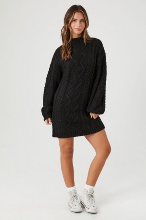 Vestido Forever 21 Cable Knit Mini Mujer Negras | GaqKhv4XQyM