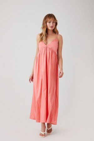 Vestido Forever 21 Cami Column Maxi Mujer Coral | CuiJSk3ZfMk