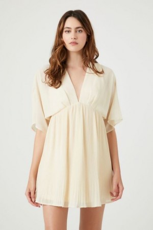 Vestido Forever 21 Chiffon Mini Babydoll Mujer Creme | SfiA4P7us2U