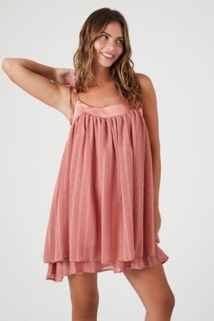 Vestido Forever 21 Chiffon Tie Strap Shift Mini Mujer Moradas | outiP6GeWYJ